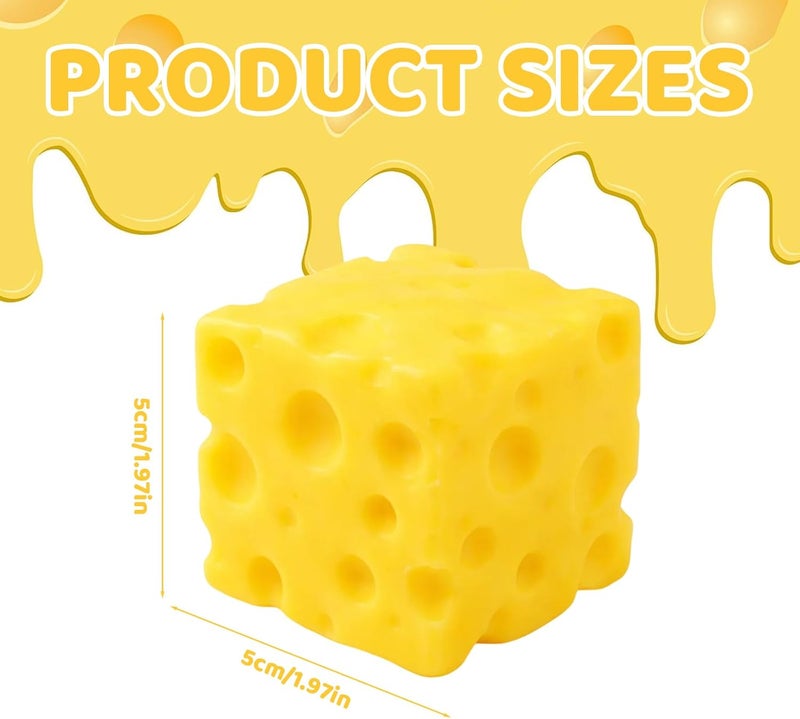 NCXFTP Cheese Squishy, Cheese Fidget Toy for Stress Relief and Focus Enhancement, Sensory Cheese Block for Adult Anxiety Management, Portable Desk Decor with Soft Squeeze Design - Image 2