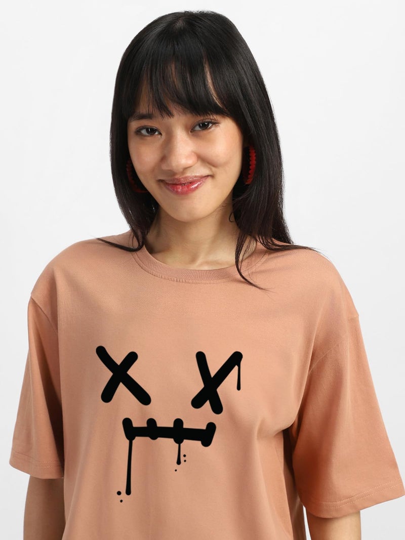 JUNEBERRY® Pure Cotton Oversized Baggy Fit I Hate Everyone Graphic Printed Cork T-Shirt for Women (OS_J_IHTEVRYON_CR_M) - Image 5