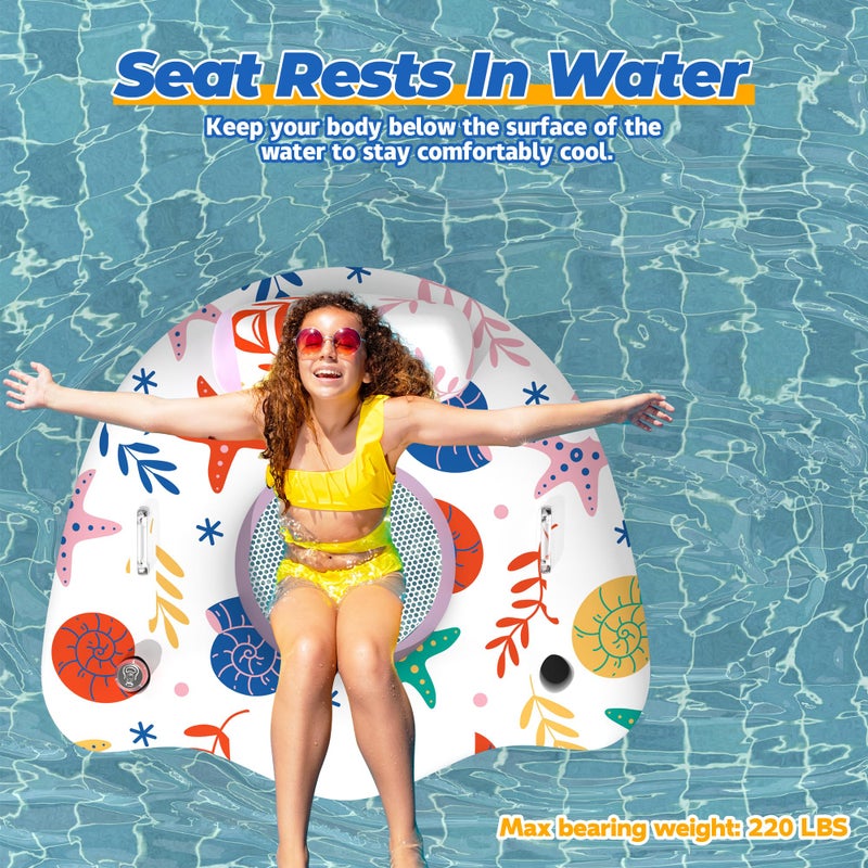 CACSPS Inflatable Pool Floats Adult, 2 Pack Floating Lounge Chairs with Cup Holders, Heavy Duty Blow Up Pool Floats Chair for Summer Water Fun, Beach, Lake, or Pool Party (Pink) - Image 5