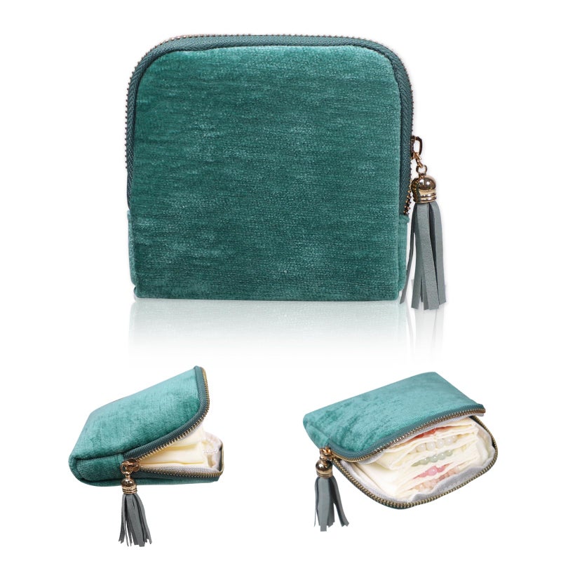 Stratalife Travel Jewelry Case - Portable Jewelry Pouches for Gemstones Healing Crystal, Bracelets Bangles Storage, Necklace Ring Holder Organizer with Zipper for Women, Mint Blue Tassel - Image 1