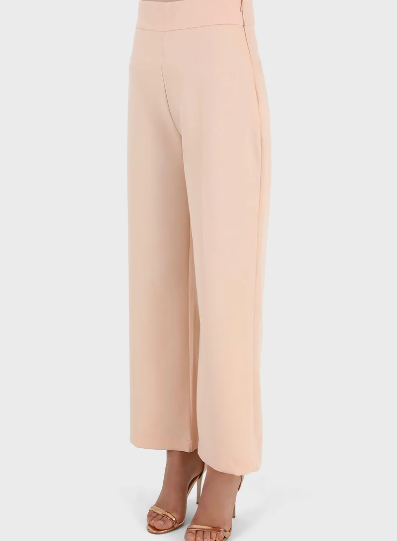 Refka by modanisa Belted Ruffle Sleeve Blazer & Pants Set