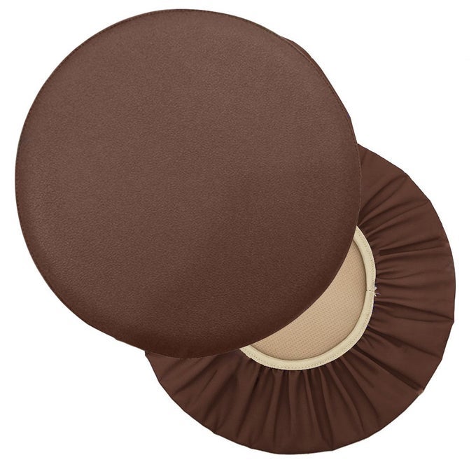 2 Pack Waterproof PU Bar Stool Cover AntiSlip Round Seat Cover 185 Inch Coffee