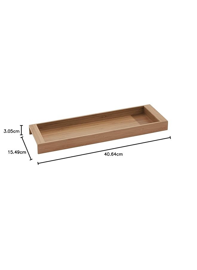 InterDesign - Formbu Wood Tabletop Storage Tray Wooden Organizer For Tissues Candles Soap Hand Towels Toilet Paper 6.1 Inch X 16 Inch X 1.2 Inch Natural Bamboo - Image 1