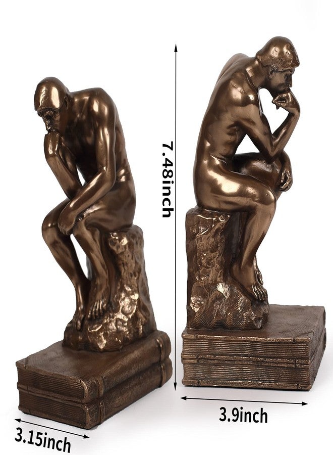 Magicsculp-The Thinker Statue Bookends in Premium Cold Cast Bronze- 7.48-Inch Museum Grade Collectible Figurine (Small-Bookends) - Image 3