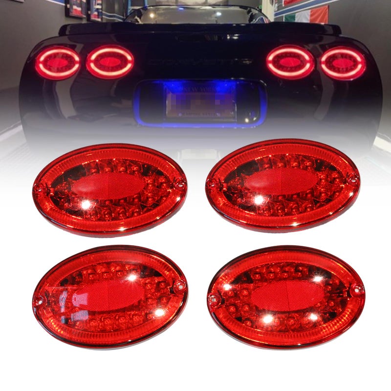 مجموعة من 4 مصابيح إشارة الانعطاف LED تناسب شيفروليه C5 كورفيت 1997-2004 مصابيح خلفية LED حمراء
