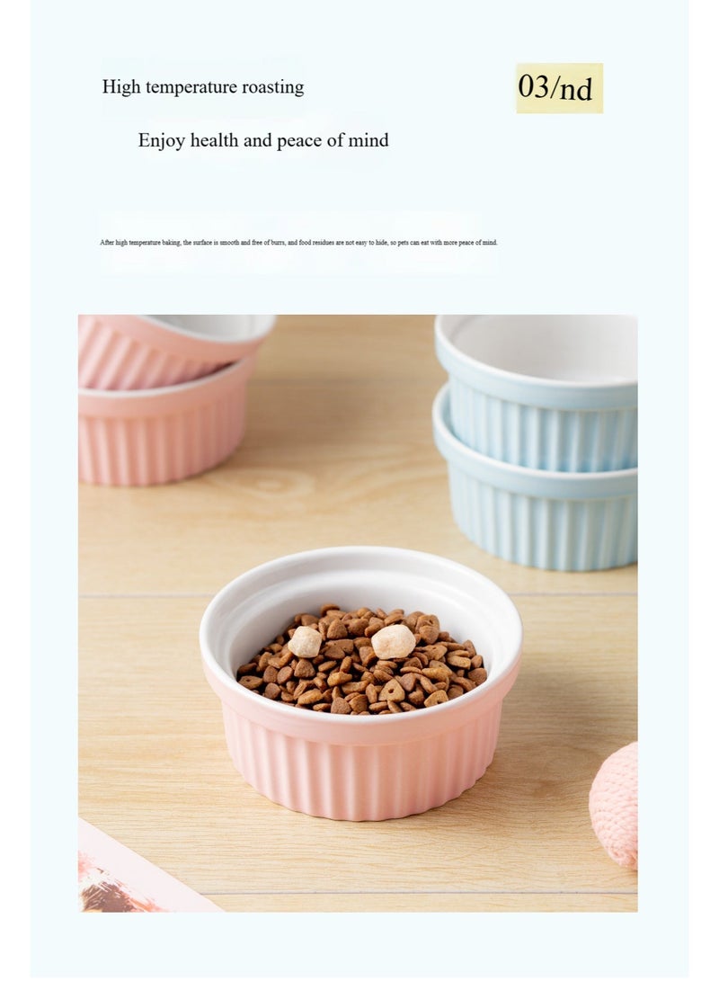 Oldzhan kitten, baby cat, cat bowl, iron frame ceramic double bowl, diagonal mouth pet bowl, protective neck, striped cat food bowl, cat food bowl, drinking bowl (set) - Image 5
