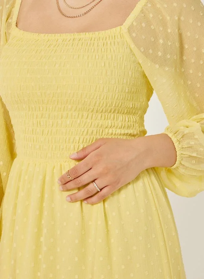 Styli Yellow Chiffon Dress