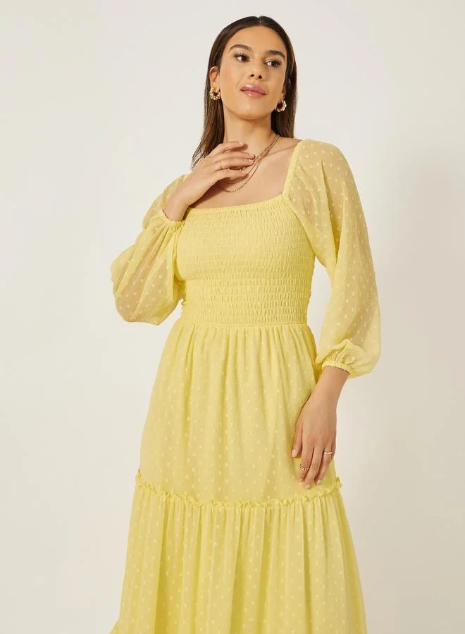 Styli Yellow Chiffon Dress