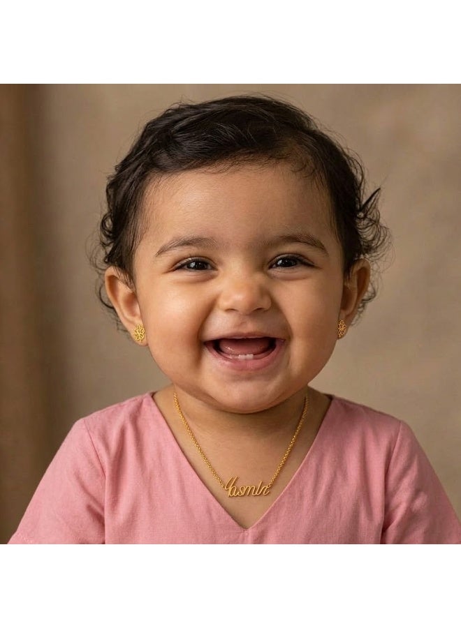 NENOUSH Baby Girl Name Necklace | English Letter Pendant Chain 30cm | Gold Tone Jewelry for Baby Girls | Fashion Necklace | Daily Wear | Party Wear - Image 2