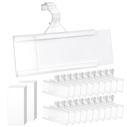 Tecreddy 25Pcs Wire Shelf Label Holder, Reusable Plastic Shelf Tags for Pantry Retail Shopping Mall Store Supermarket Wire Shelving UPC Price Display Easy Clip Design Tight Snap Lock Closure 1-1/4" H X 3" W - Image 1