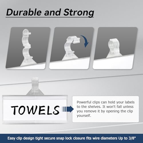 Tecreddy 25Pcs Wire Shelf Label Holder, Reusable Plastic Shelf Tags for Pantry Retail Shopping Mall Store Supermarket Wire Shelving UPC Price Display Easy Clip Design Tight Snap Lock Closure 1-1/4" H X 3" W - Image 3