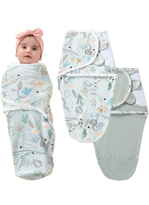 Newborn Wearable Swaddle Sleep Sacks Baby Girl Boy Essentials Green Garden 3-6 Months 2 Pack