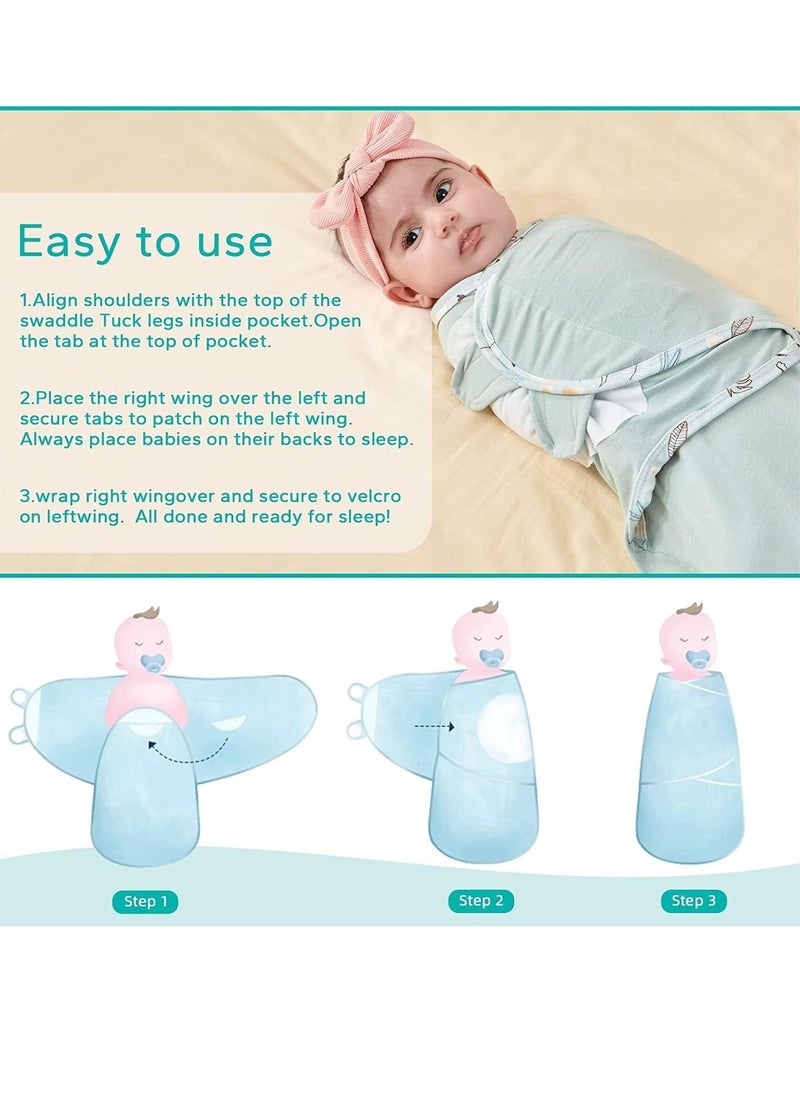 Newborn Wearable Swaddle Sleep Sacks Baby Girl Boy Essentials Green Garden 3-6 Months 2 Pack