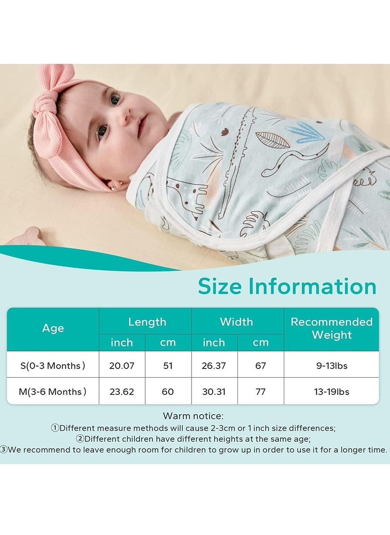 Newborn Wearable Swaddle Sleep Sacks Baby Girl Boy Essentials Green Garden 3-6 Months 2 Pack
