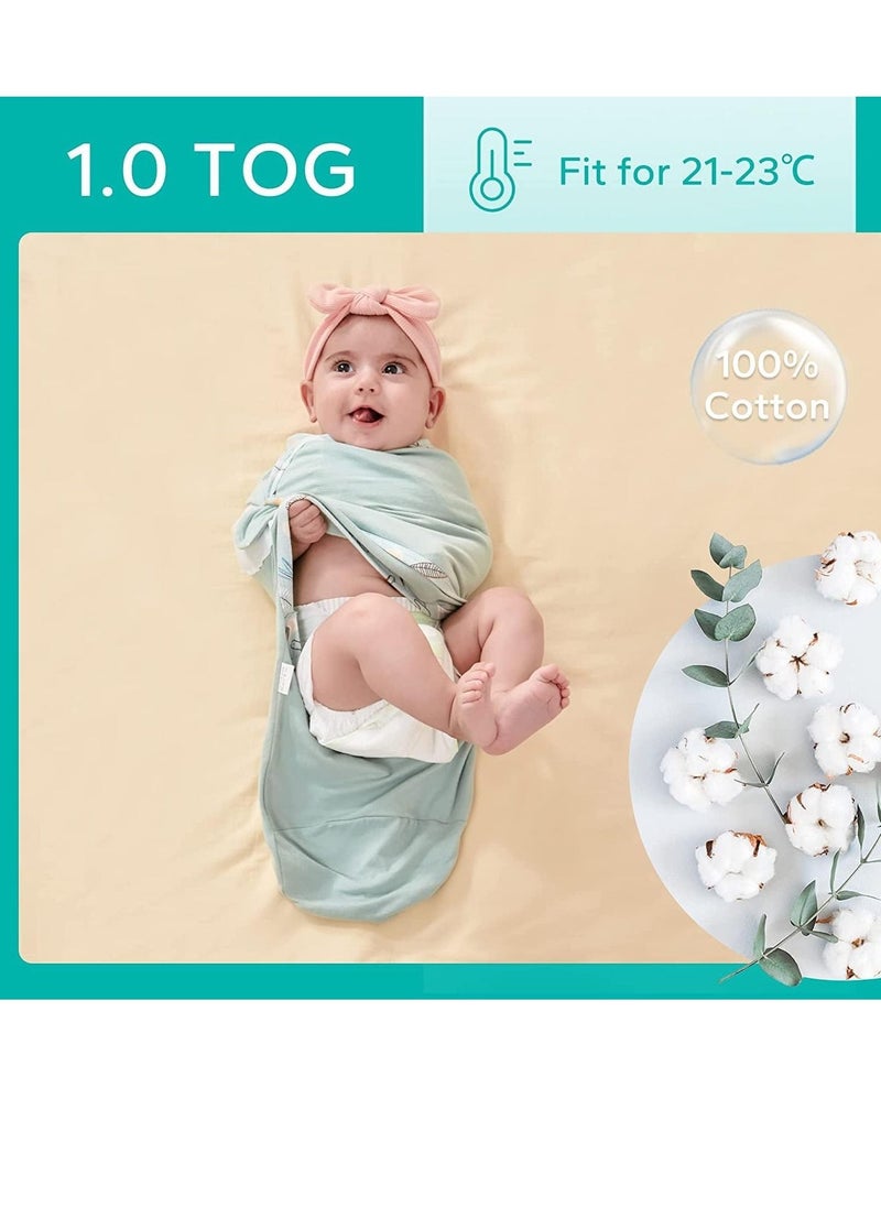 Newborn Wearable Swaddle Sleep Sacks Baby Girl Boy Essentials Green Garden 3-6 Months 2 Pack