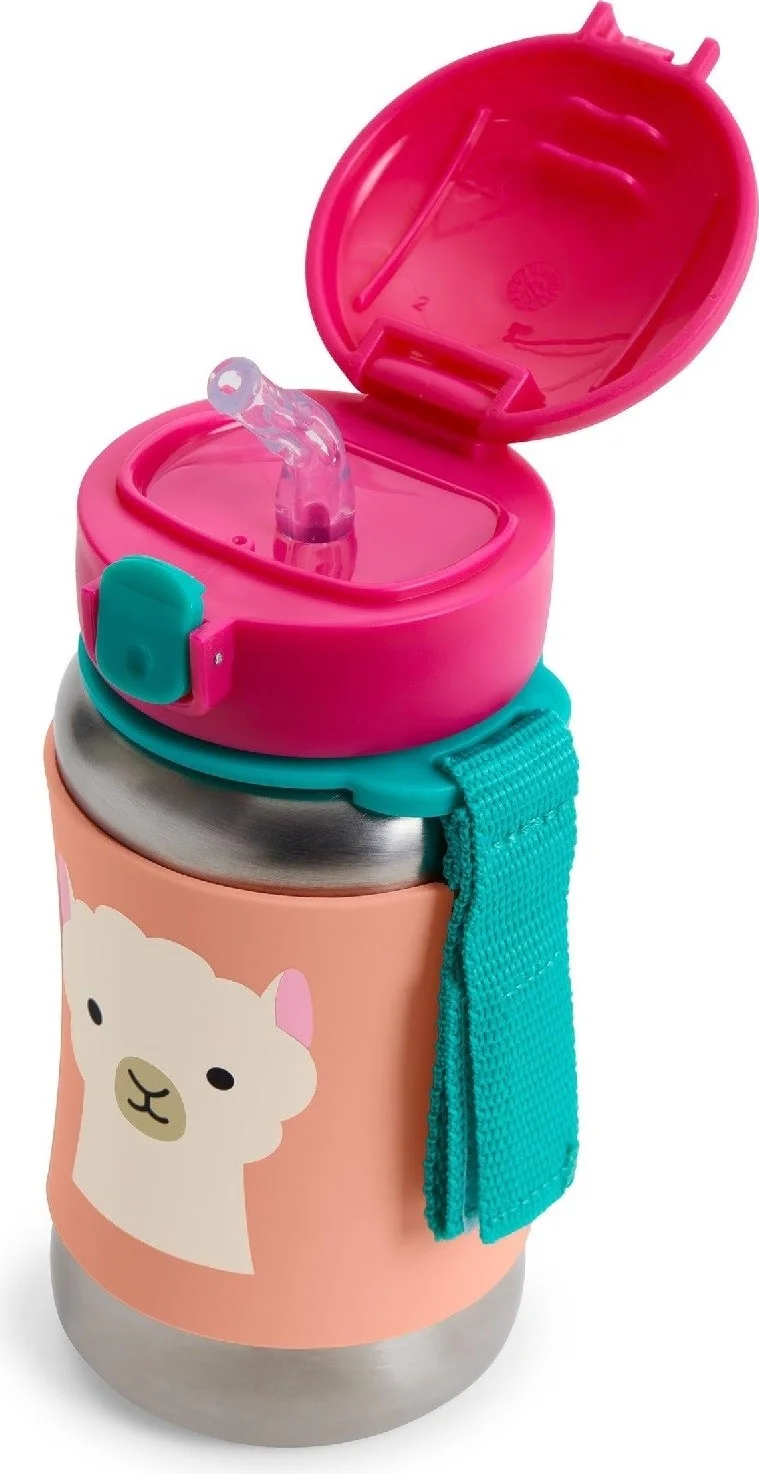 Skip Hop Stainless Steel Water Bottle with Straw 350ML Lama