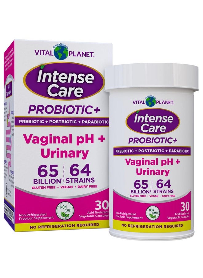 Vital Planet - Vital Planet - Intense Care Vaginal pH & Urinary Probiotics Plus Prebiotics, Postbiotics, Parabiotics, Complete 4-in-1 Supplement for Women, 65 Billion and 64 Strains, Digestive and Immune, 30 ct - Image 1