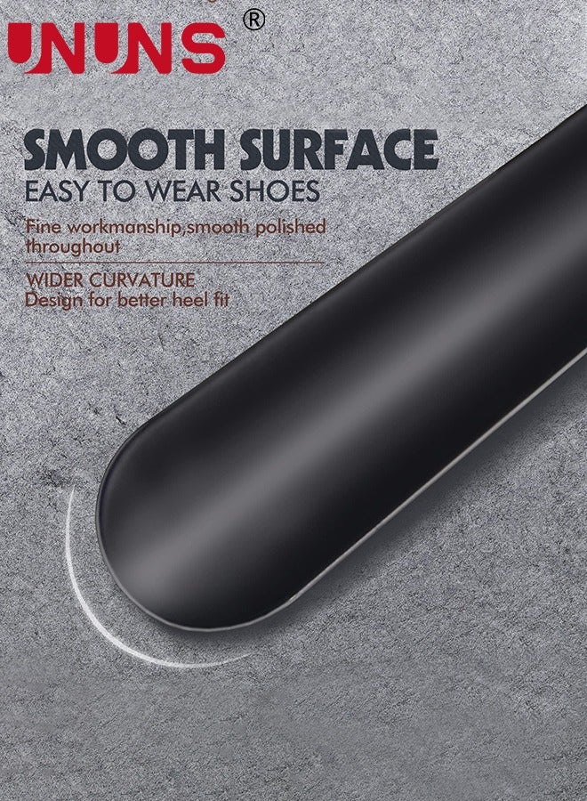 UNUNS لبوق الحذاء مقبض طويل لكبار السن، قرن حذاء طويل معدني للأحذية ذات الرقبة الطويلة، قرن حذاء بطول 42 سم مع مقبض جلدي لقرن حذاء طويل للغاية للرجال والنساء والأطفال - Image 5