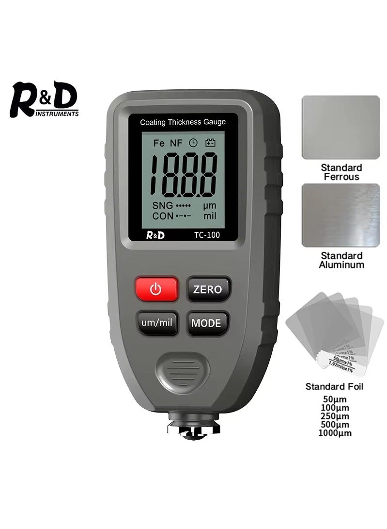 R&D Digital Car Coating Thickness Meter for Used Car Buyers, Paint Mil Thickness Meter Gauge Check The Car’s Original Coating Auto Car Paint Meter, Resolution 0.1μm, Measuring Range 0-1300μm (Grey) - Image 1