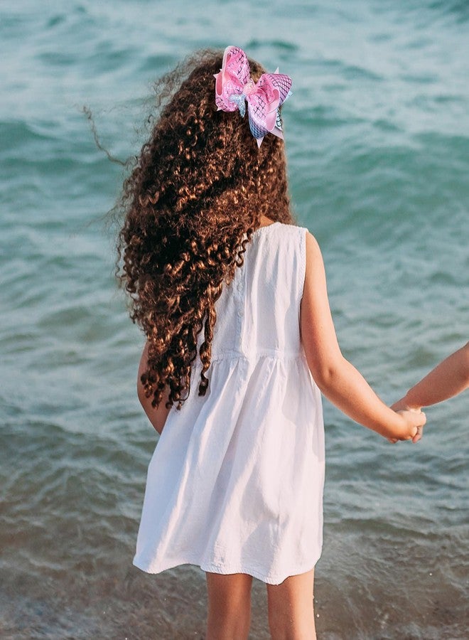 KCHIES 2pcs Glitter Mermaid Hair Bow Clips Girls 4.7" Mermaid Scales Ribbon Alligator Hairpins Barrettes Birthday Gift for Kids Toddlers Teens Summer Beach Dress outfits Decor Accessories - Image 5