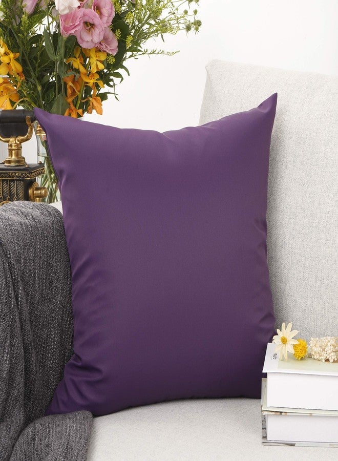 YOUR SMILE Solid Color Outdoors Waterproof Decorative Square Throw Pillow Covers Cushion Cases Pillowcases for Chair Sofa Garden,18 x 18 inch,Purple - Image 2