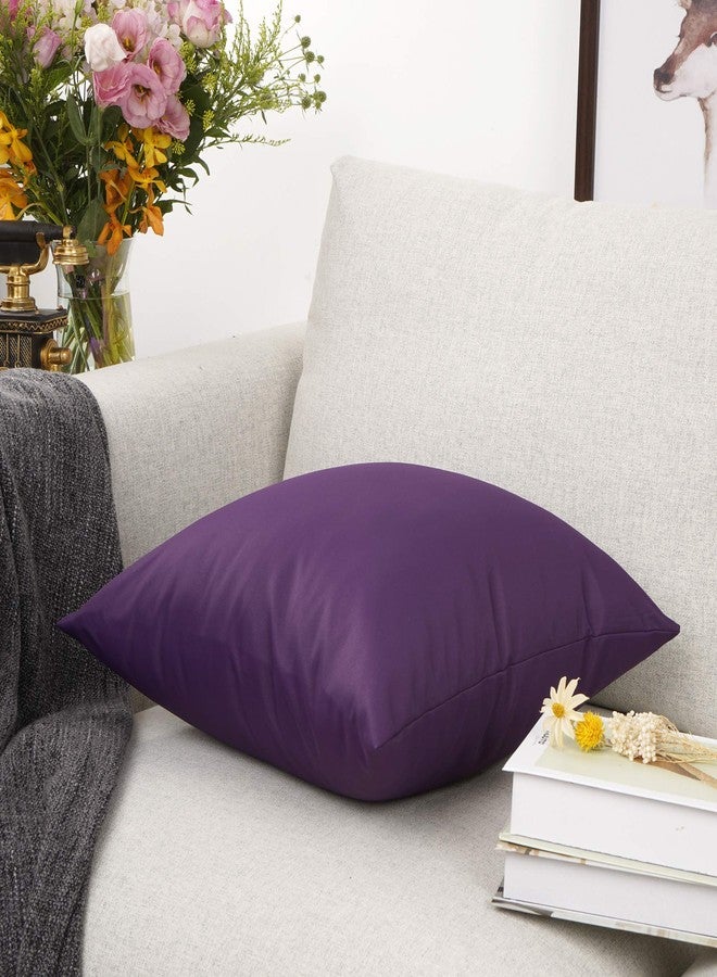 YOUR SMILE Solid Color Outdoors Waterproof Decorative Square Throw Pillow Covers Cushion Cases Pillowcases for Chair Sofa Garden,18 x 18 inch,Purple - Image 3