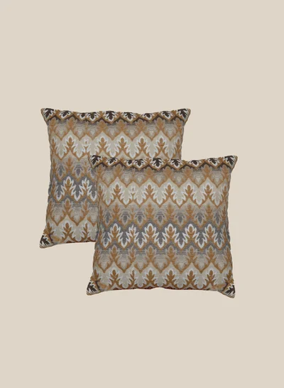 Donetella Cushion Cover,45X45 Cm (18X18 inch) 2-Pcs Decorative Throw Pillowcases Without Filler With Beautiful Abstract Art For Sofa Bed Living Room And Couch, Cocoa