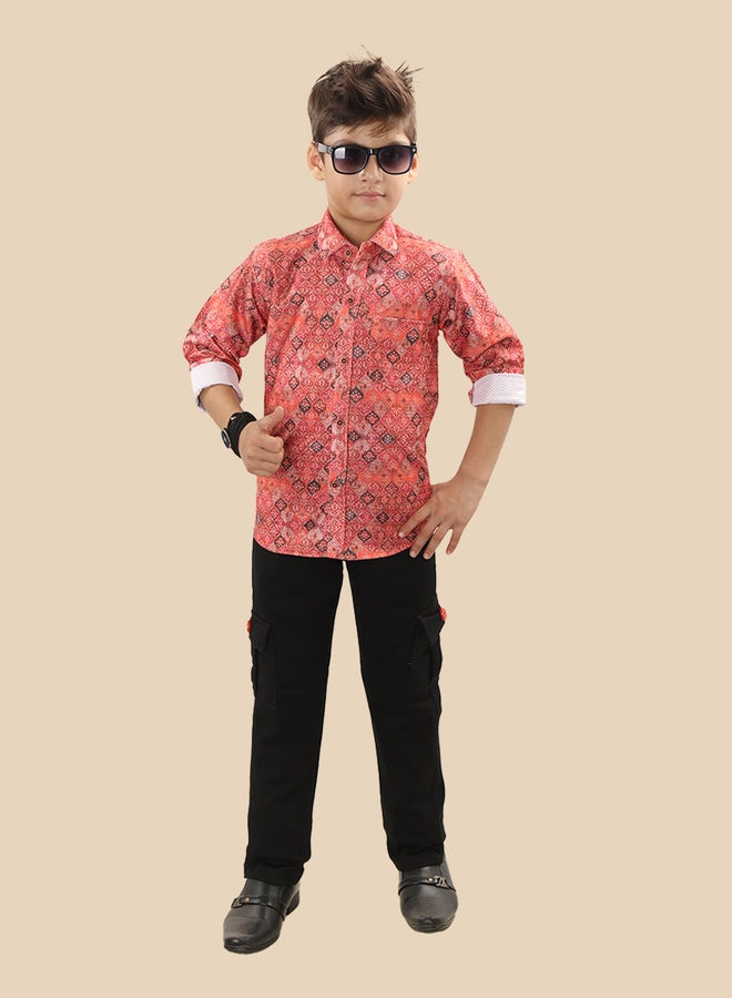 Ts Trends Printed Buttoned Shirt and Pant Set - Image 1