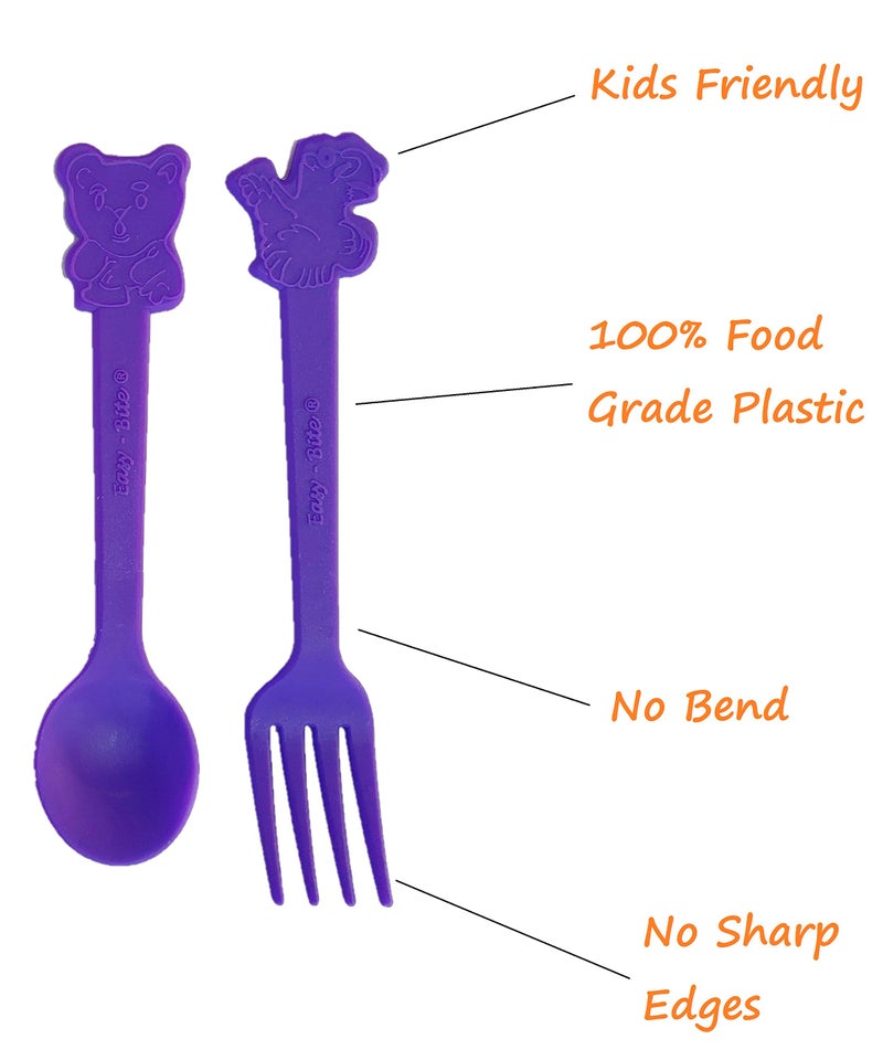Kitsen Reusable Plastic Spoon And Fork Set. 12 Spoons&12 Forks. Kids Friendly And Ideal For Birthday Parties, Get Together, Picnic, Lunch Box And More. - Image 3
