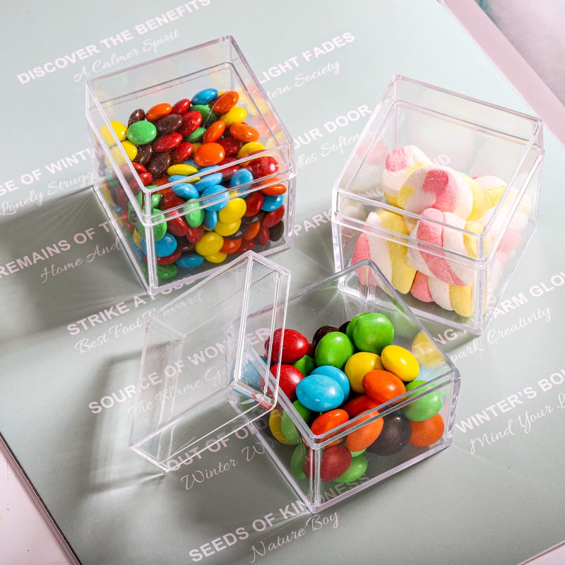 Okllen 36 Pack Acrylic Square Cube, Small Clear Box with Lids, Treat Gift Boxes Candy Storage Container for Cosmetics, Makeup, Jewelry, Party Favor, 2x2x2 Inches - Image 4
