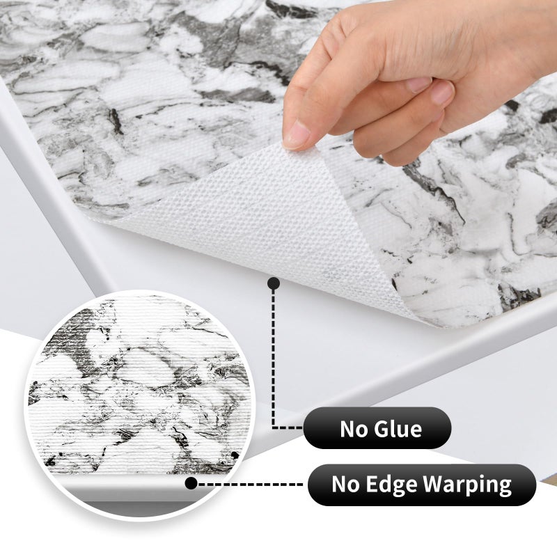 Kimhan Drawer and Shelf Liner for Kitchen Cabinet: 12 in X 20 Ft Non Slip Waterproof Shelf Paper Non Adhesive Refrigerator Liners Grey and White Marble Easy Liners for Bathroom with Knife Tape Measure - Image 5