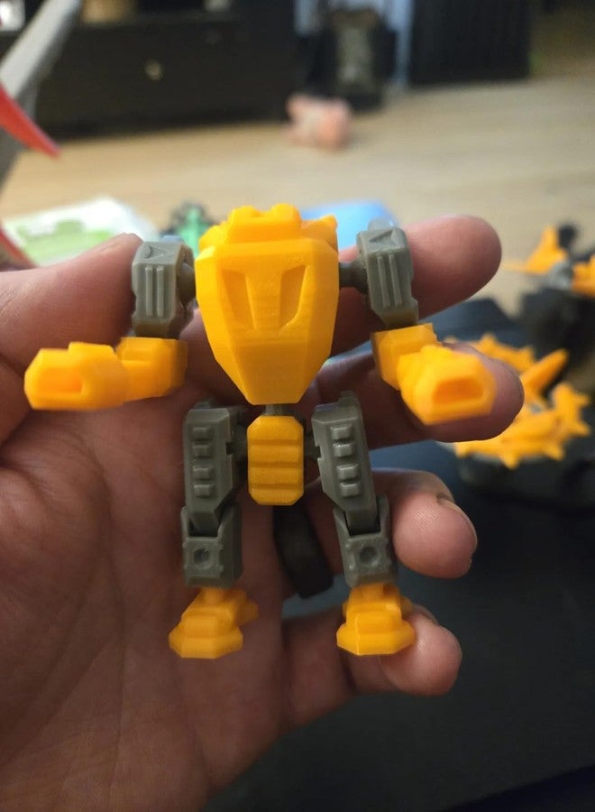 3D CRAFT Printed Robot Action Figure, Orange and Grey, Articulated Joints, Collectible Model - Image 3