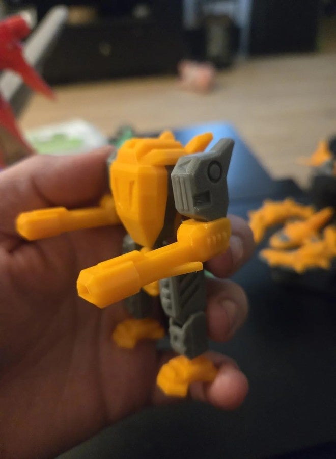 3D CRAFT Printed Robot Action Figure, Orange and Grey, Articulated Joints, Collectible Model - Image 4