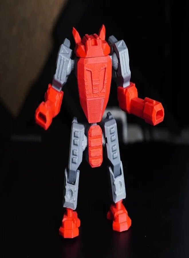 3D CRAFT Printed Robot Action Figure, Orange and Grey, Articulated Joints, Collectible Model - Image 2