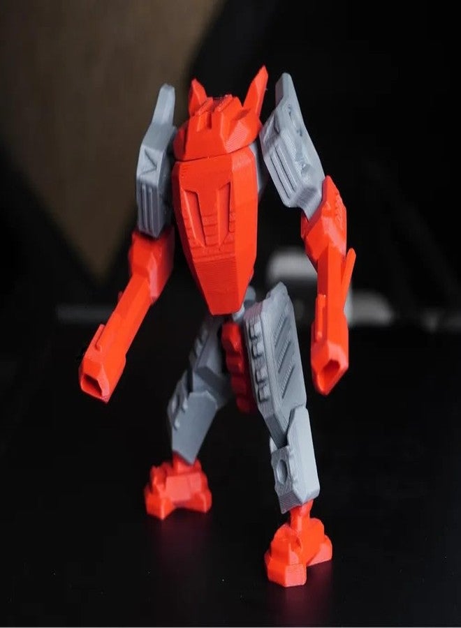 3D CRAFT Printed Robot Action Figure, Orange and Grey, Articulated Joints, Collectible Model - Image 1