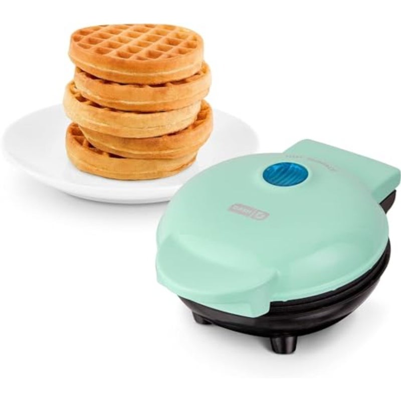 Mini Nonstick Waffle with Quick Heat-Up, PTFE Nonstick Surface - Perfect Mini Waffle Maker for and Families, Just Add Batter Aqua,1Yr warranty, DMW001AQ - Image 2
