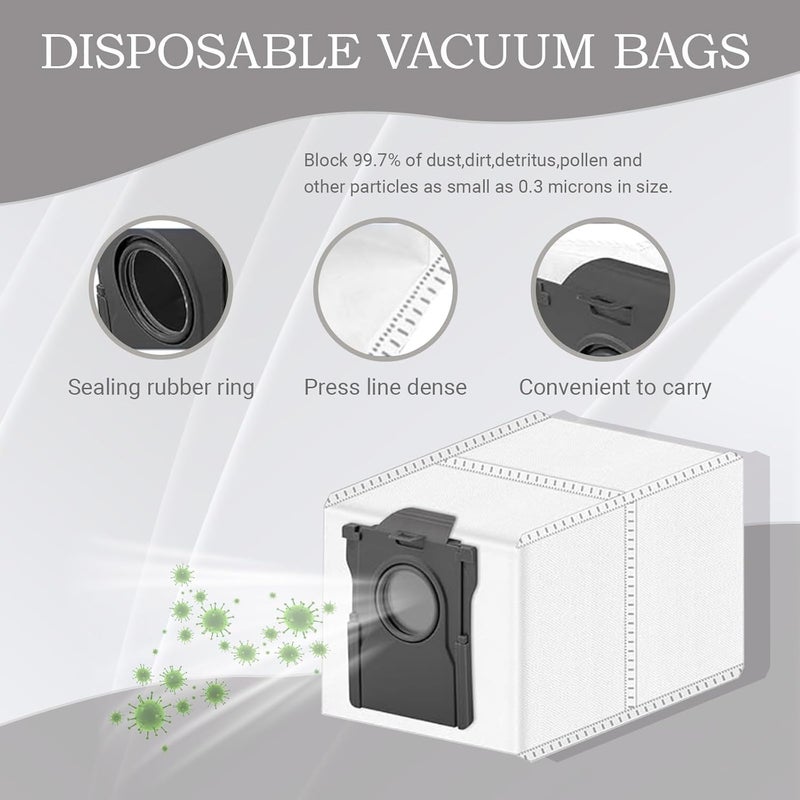 Robot Vacuum Replacement Accessories Kit - Black Mop Pads Dust Bags Filters Side Brushes Brush Roller for Dreame X40 Ultra L40 Ultra Mova P10 Pro - Image 5