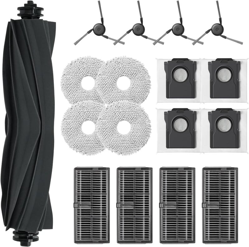 Robot Vacuum Replacement Accessories Kit - Black Mop Pads Dust Bags Filters Side Brushes Brush Roller for Dreame X40 Ultra L40 Ultra Mova P10 Pro - Image 1