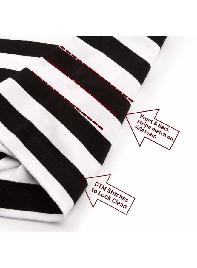 Zengjo Black and White Striped Shirt Men(L,Black&White WD) - Image 5