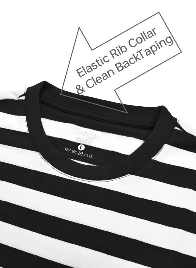 Zengjo Black and White Striped Shirt Men(L,Black&White WD) - Image 4