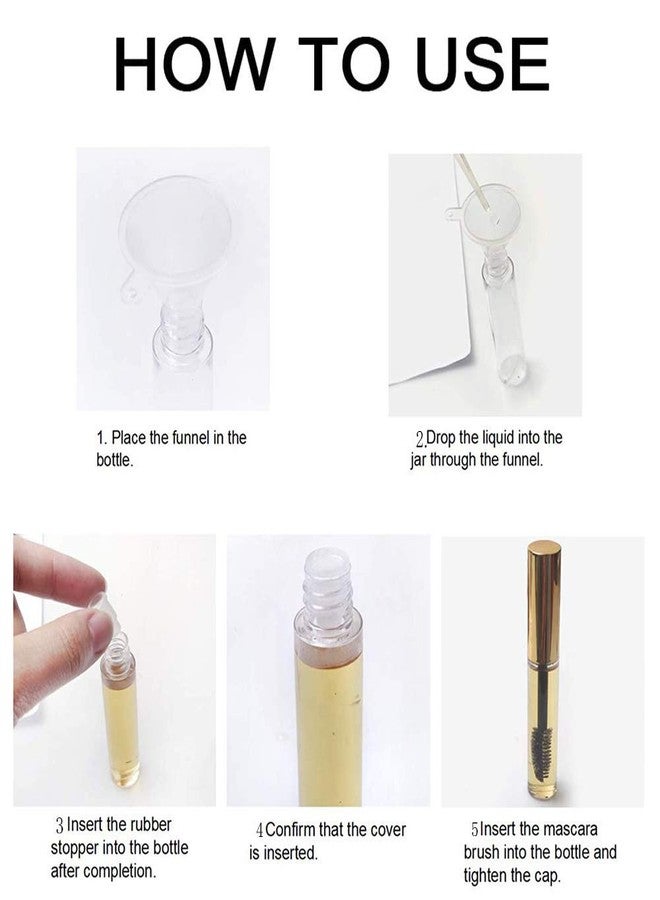 Gugzy 10ml Empty Plastic DIY Mascara Tube Eyelash Cream Wand Container Bottle Vials With Brush with Plugs | Funnels for Castor Oil | Eyelash Growth Makeup Containers (3 Pieces with Funnels) - Image 4