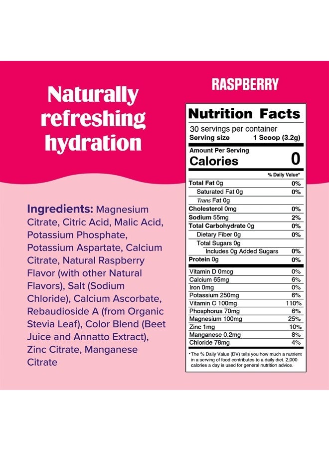 Ultima Replenisher - Raspberry Electrolyte Powder, New Formula, 30 Serving Canister (Net Wt.3.4 OZ(96 g) - Image 1