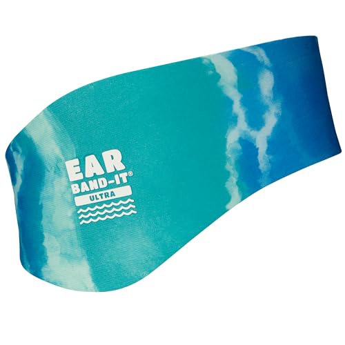 Ear Band-It Earvolution Ear Band-It Ultra Swimming Headband for Kids/Adults - Invented by Ear, Nose, and Throat Doctor - Anti-Slip Neoprene for Protection - Putty Buddies Sold Separately - Medium, Tie Dye Blue - Image 1