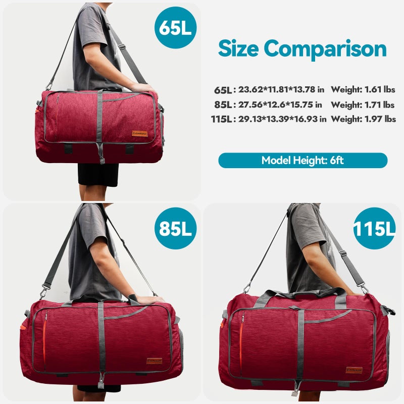 Canway 115L Travel Duffel Bag, Foldable Weekender Bag with Shoes Compartment for Men Women Water-proof & Tear Resistant - Image 2