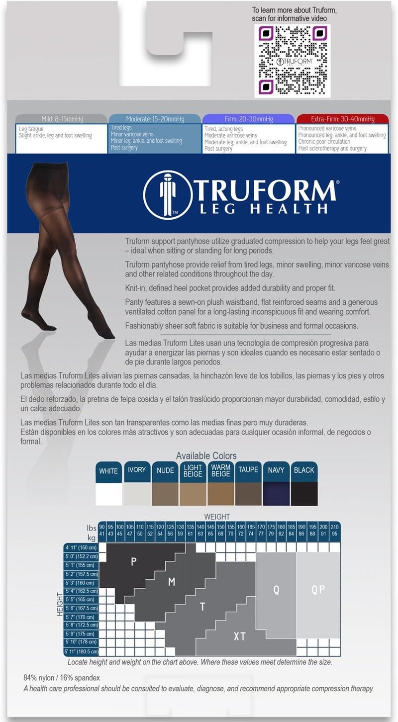 Truform Sheer Compression Pantyhose for Women, 15-20 mmHg, 20 Denier, Nude, Petite - Image 5