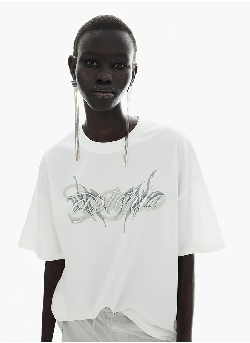 اتش اند ام Oversized Motif-Detail T-Shirt