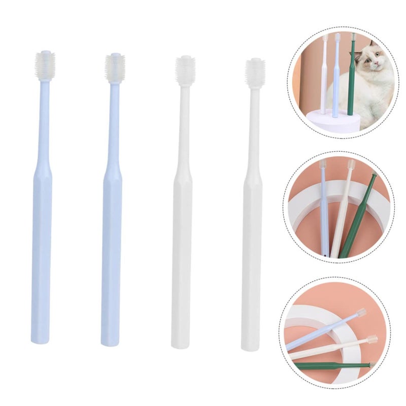 Pet Toothbrush Set 4 Pieces 360 Degree Soft Bristle Cat Dog Oral Clean Plastic - Image 4