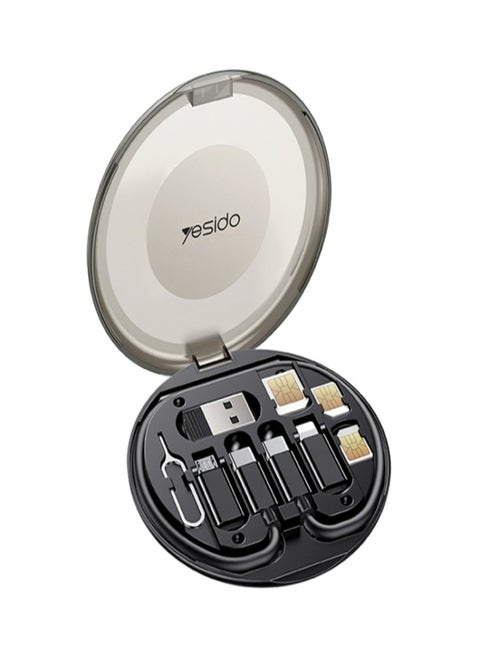 YESIDO CA118 6 in 1 Multifunctional Charging Data Cable Storage Box (Black)