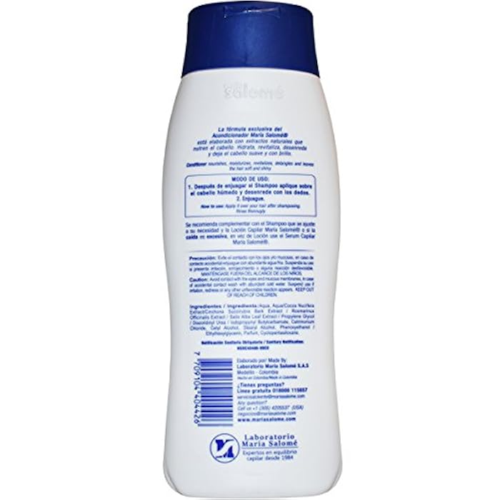 Maria Salome Acondicionador Hidratabte con Extractos Naturales Moisturizing 400ml - Image 4