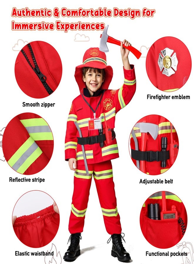 LOYO Firefighter Costume for Kids - Fireman Halloween Costumes for Toddler Boy, Dress Up Clothes for Kids 3-12 Pretend Play (Red, 5-7 Years) - Image 3